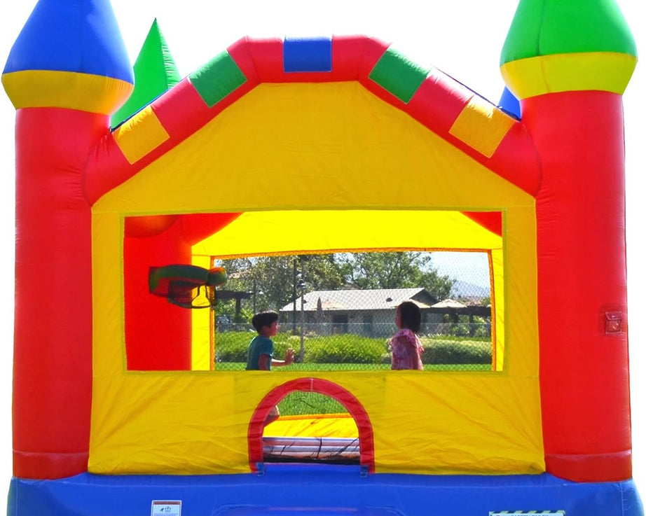 Herokiddo Castle Commercial Grade Bounce House for Kids and Adults (With Blower), Basketball Hoop, Outdoor Indoor, Birthday Party, Rental Quality, Big Inflatable, All Seasons