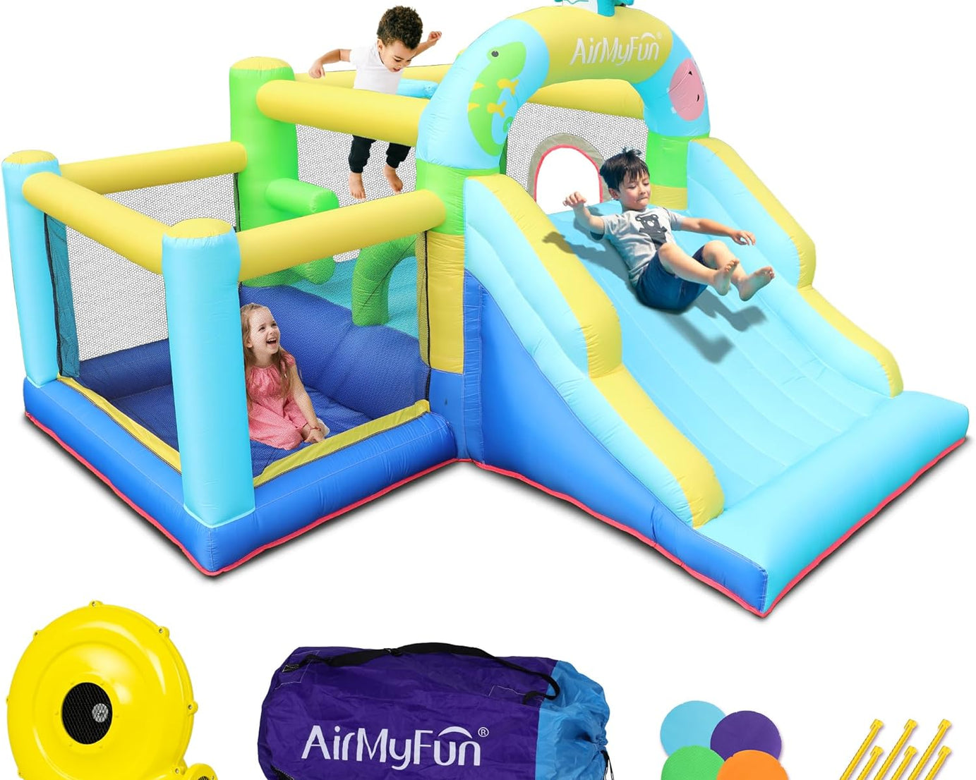 Inflatable Jumper Bounce House for Kids: Woodpecker Wide Slide Bounce Castle with Blower Jump House Blow up Bouncer Bouncy House Indoor Bounce Houses for Toddler 1-3 with Ball Pit for Outdoor