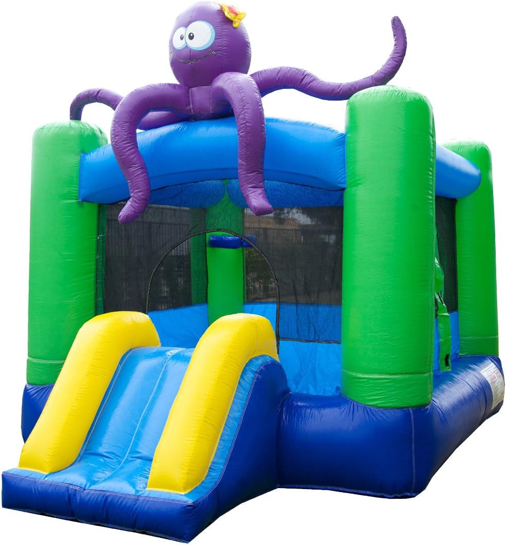 Lil Lady Octopus Inflatable Bounce House with Slide (With Blower), for Kids and Toddlers, Light Weight, Moonwalk, Bouncy House, Summer Fun, Semi-Commercial PVC Vinyl