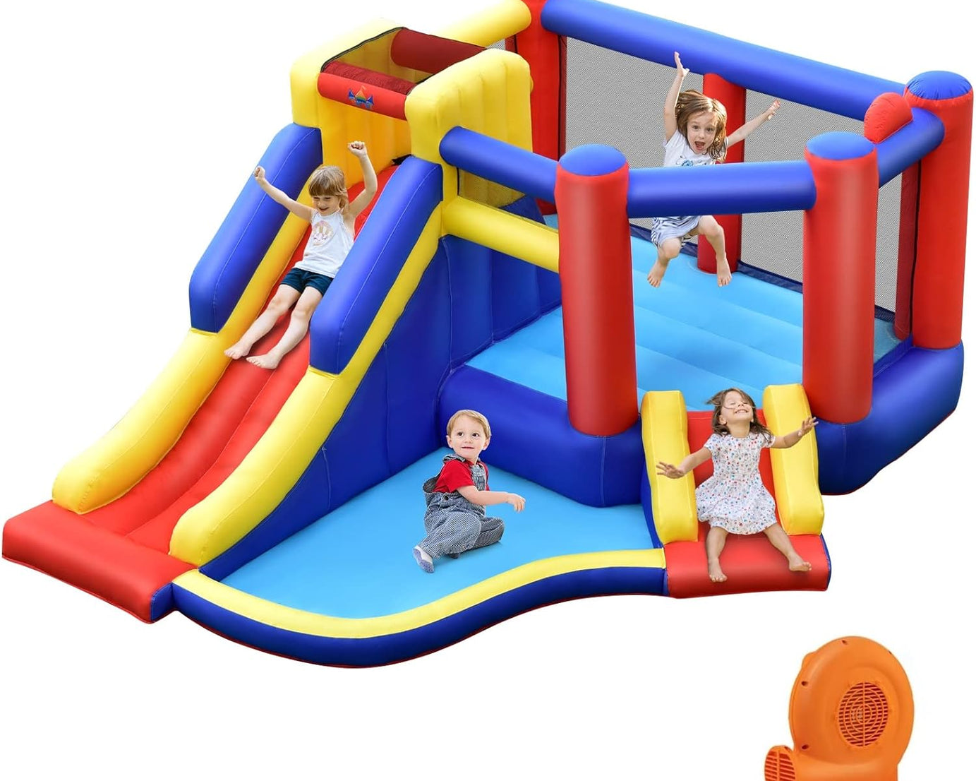 Ultimate Party Bounce House: Large Jumping Area, Slide & Ball Pit, 550W GFCI Blower Included, Indoor/Outdoor Use