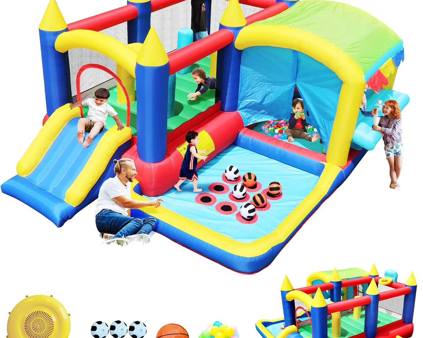 7-in-1 Party Perfect Bounce House: Ball Pit, Blower Included, Great for Parties & Playdates