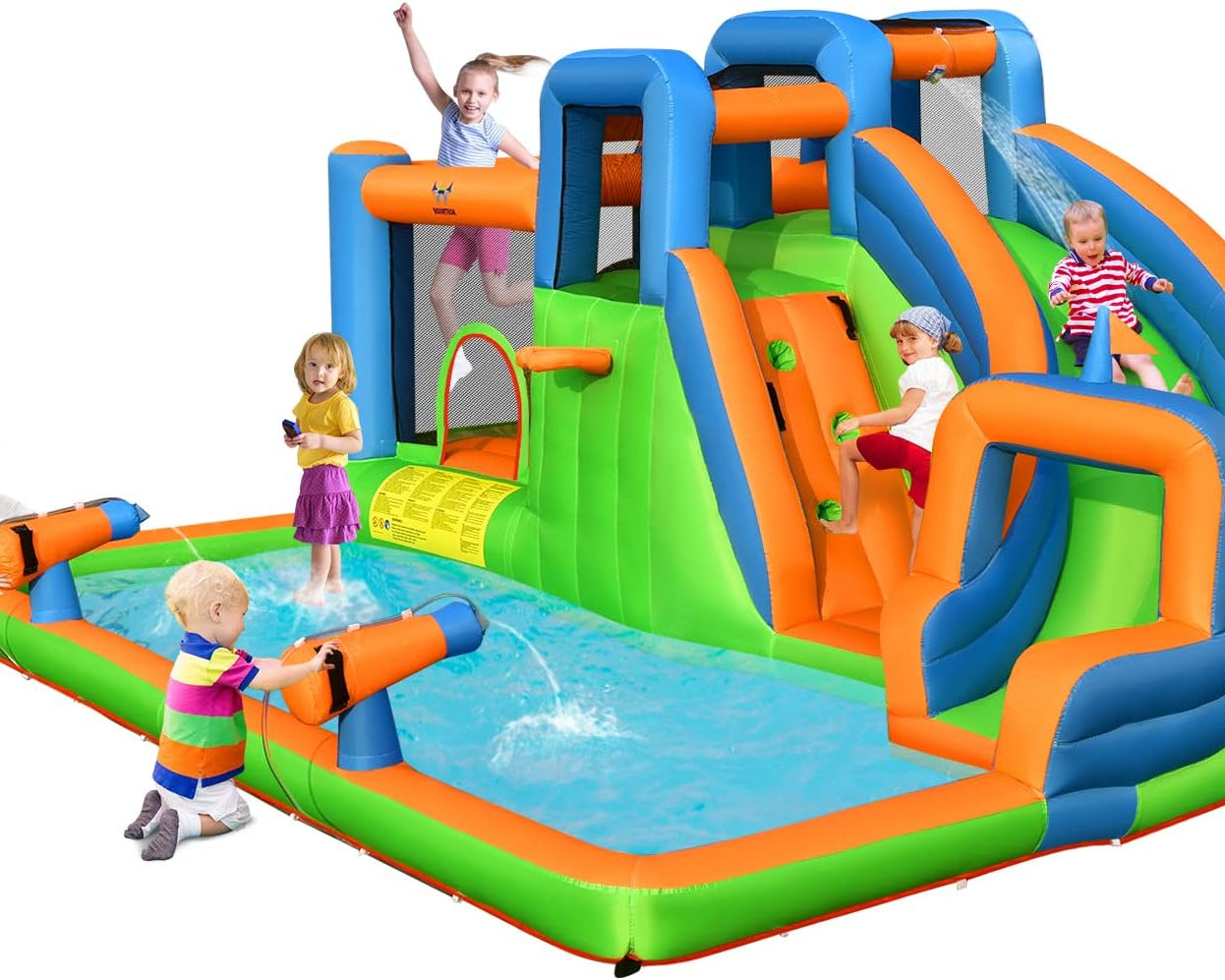 Inflatable Water Slide, 16X12Ft Mega Water Park Bounce House Waterslide for Outdoor W/Dual Climbing Walls for Racing Fun, Water Slides Inflatables for Big Kids and Adults Backyard Party Gifts