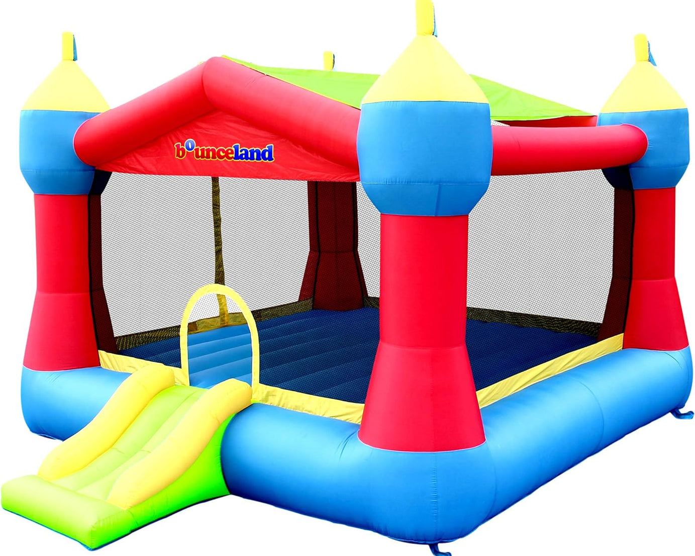 Inflatable Party Castle Bounce House Bouncer, 16 Ft L X 13 Ft W X 10.3 Ft H, Basketball Hoop, Removable Sun Roof, UL Strong Blower Included, Fun Slide and Bounce Area, Castle Theme for Kids