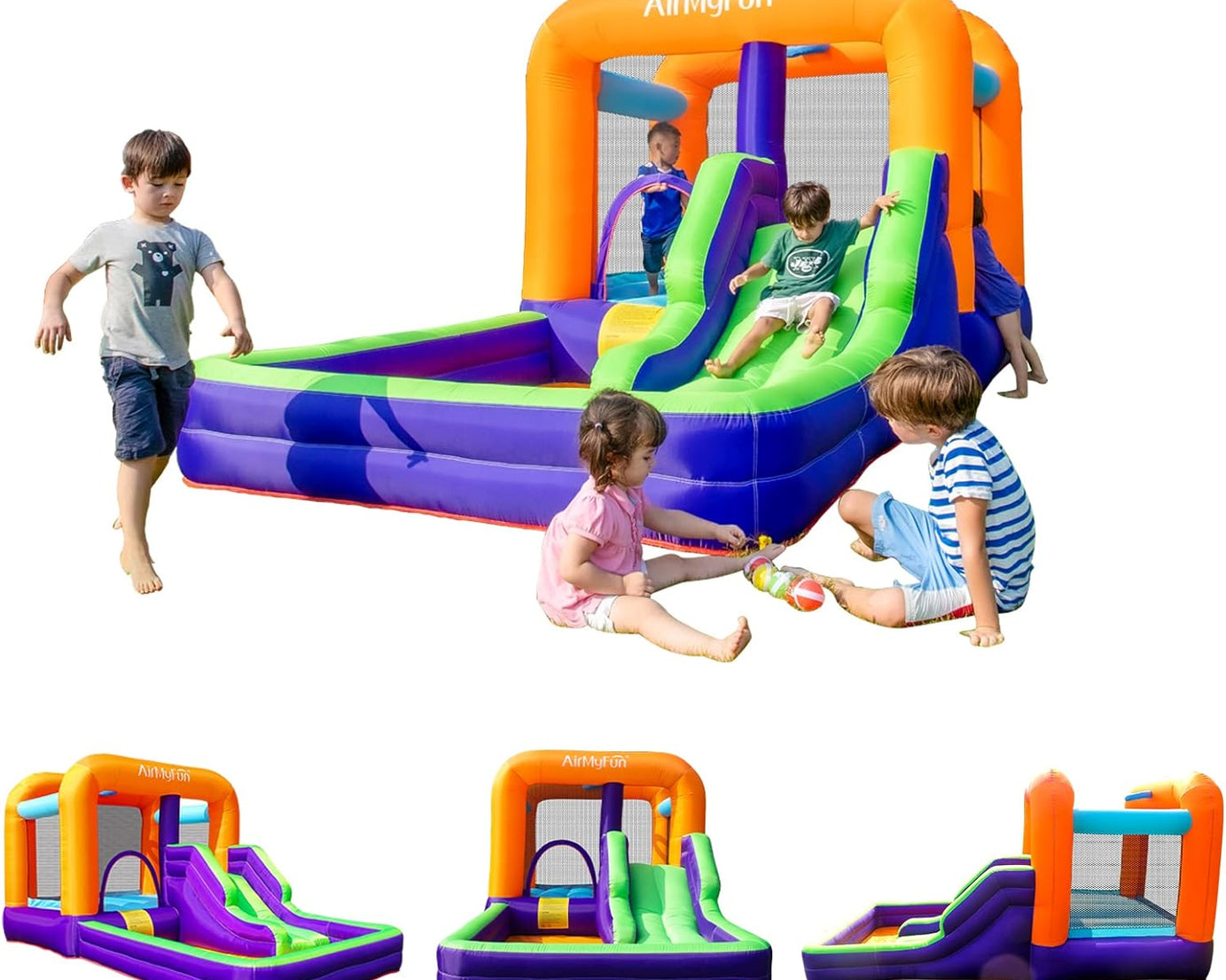 Bounce House for Kids 5-12, Inflatable Bounce House with Slide, Jumping Bouncy House with Air Blower, Suitable for Playing Outdoor Garden with Ball Pit