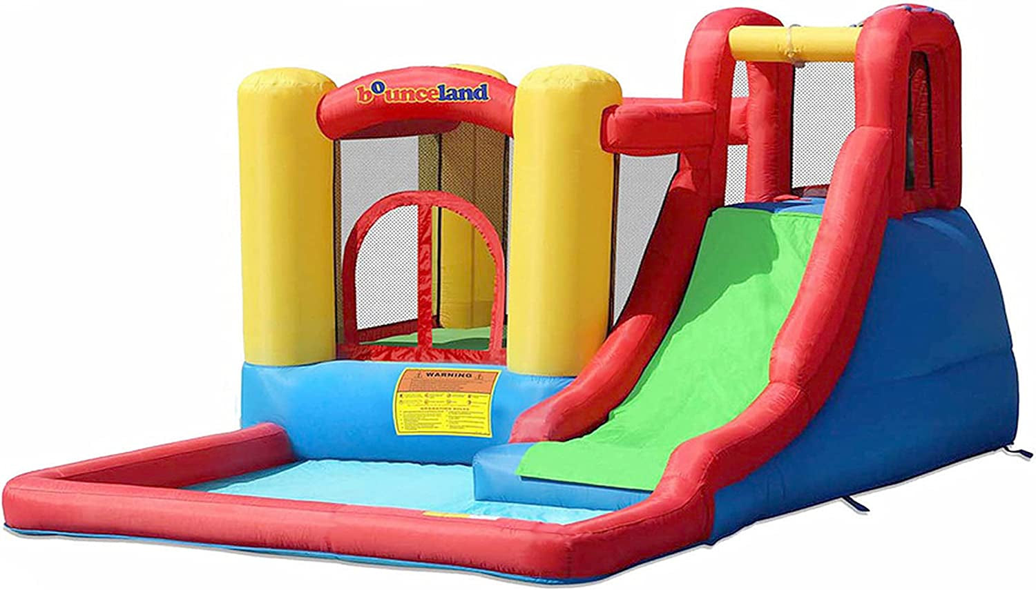 Jump and Splash Adventure Bounce House or Water Slide All in One, Large Pool, Fun Bouncing Area with Basketball Hoop, Long Slide with Climbing Wall, UL Certified Blower Included