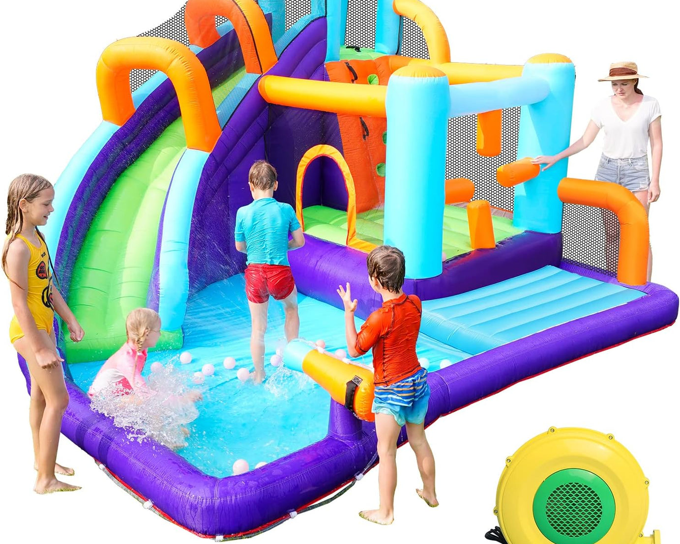 Inflatable Water Slide Bounce House,10 in 1 Bouncy House for Kids Outdoor,Inflatable Water Park with Blower,Water Slides for Kids Backyard