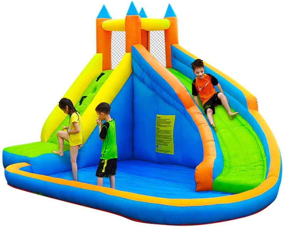 Inflatable Water Slide,Long Slides for Kids Backyard with Climbing Wall,Kids Bounce House with Slide,Inflatable Water Park with Plash Pool for Outdoor