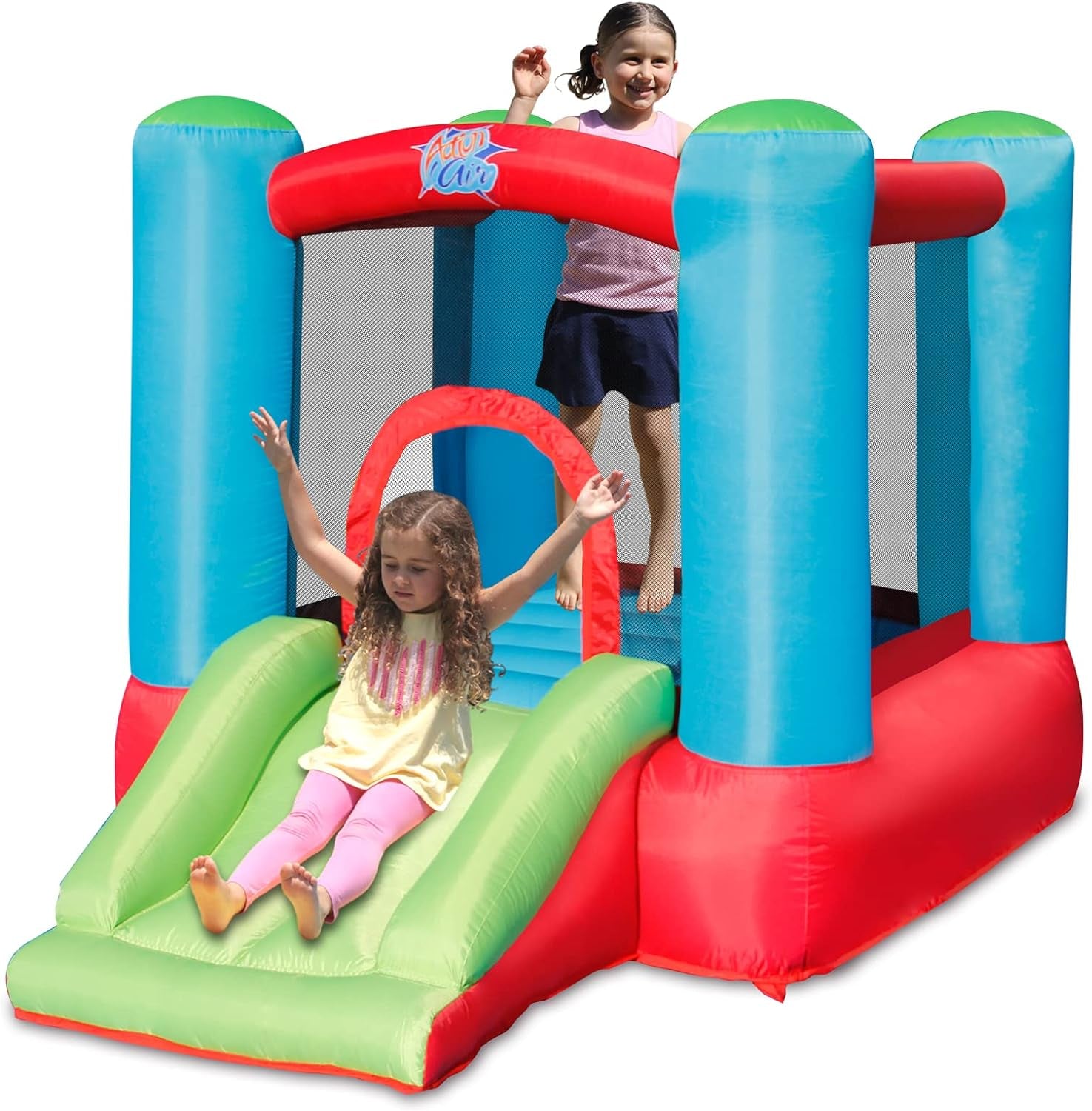 Toddler Inflatable Bounce House W/Blower, Durable Sewn & Extra Thick for Indoor/Outdoor Fun with Slide