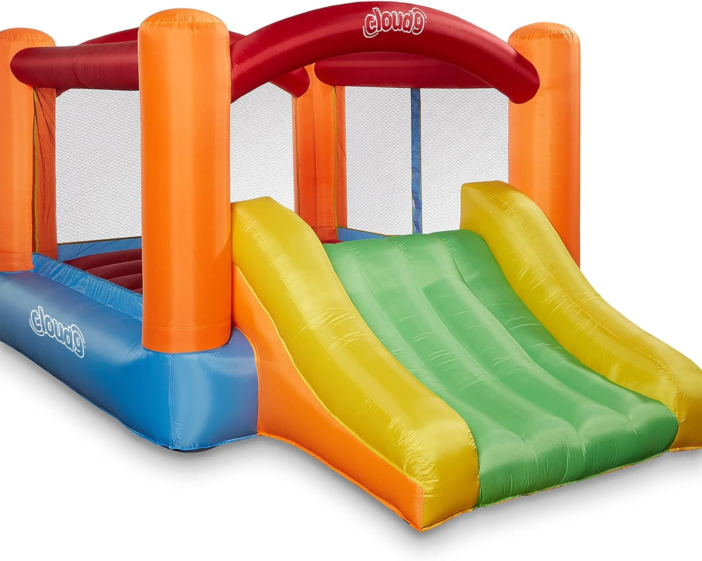 Inflatable Bounce House and Blower, Bouncer for Kids with Fun Slide, Includes Stakes and Repair Patches